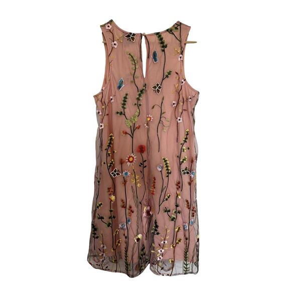 NWT Pink Shift Dress with Floral Overlay Women's Size Small - Picture 4 of 5